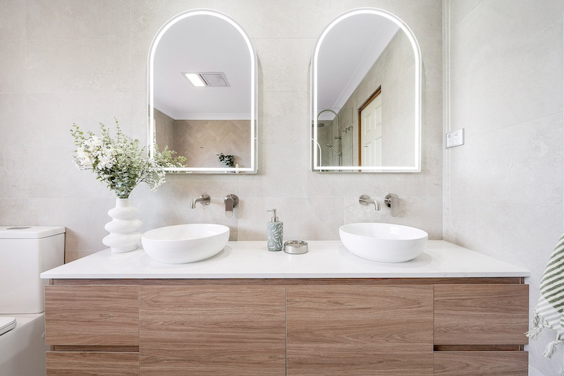 Transform your space with Dura Group's bathroom remodels. Featuring modern dual sinks. Experience quality and style. Contact us today!